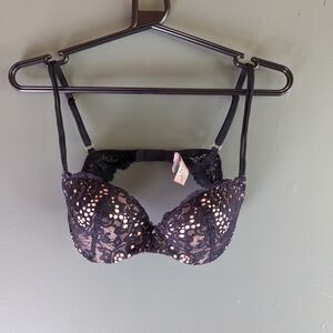 Victoria's Secret Black Lace Padded Demi Bra